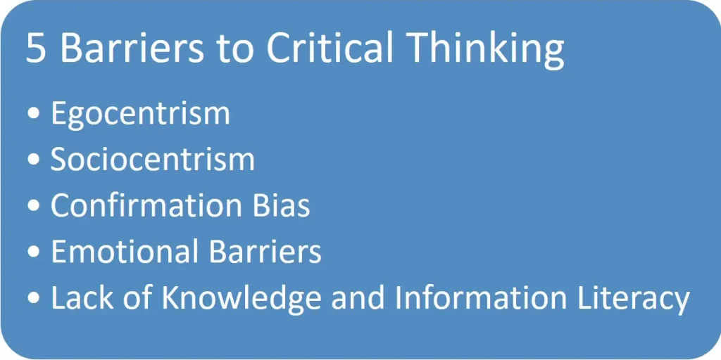 List of 5 Barriers to Critical Thinking