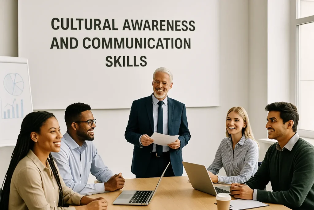 A snapshot of employees participating in a workshop aimed at improving cultural awareness and communication skills.